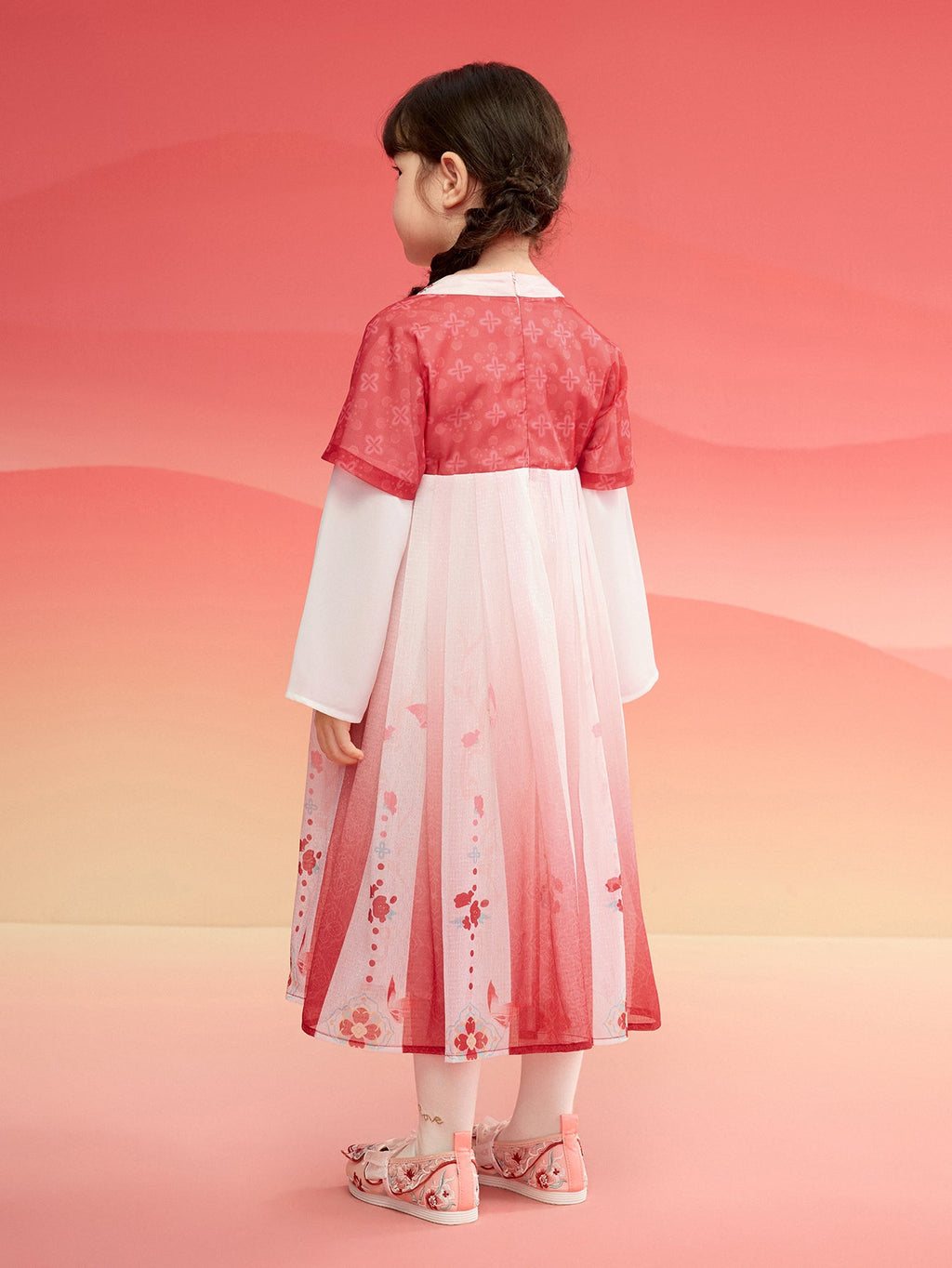 Balabala Girl Hanfu Dress Kids Skirt Red New Year's Outfit Chinese Style Dress