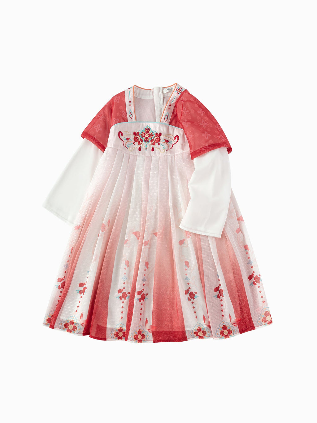 Balabala Girl Hanfu Dress Kids Skirt Red New Year's Outfit Chinese Style Dress