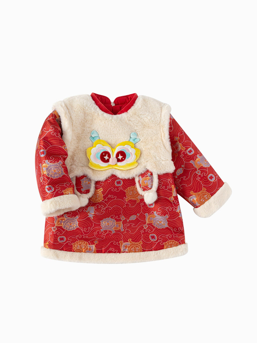Balabala Children's Clothes Baby One-Piece Dress Baby Dress 2025 New Spring Clothes Baby Girl New Year Greeting Outfit Chinese Style