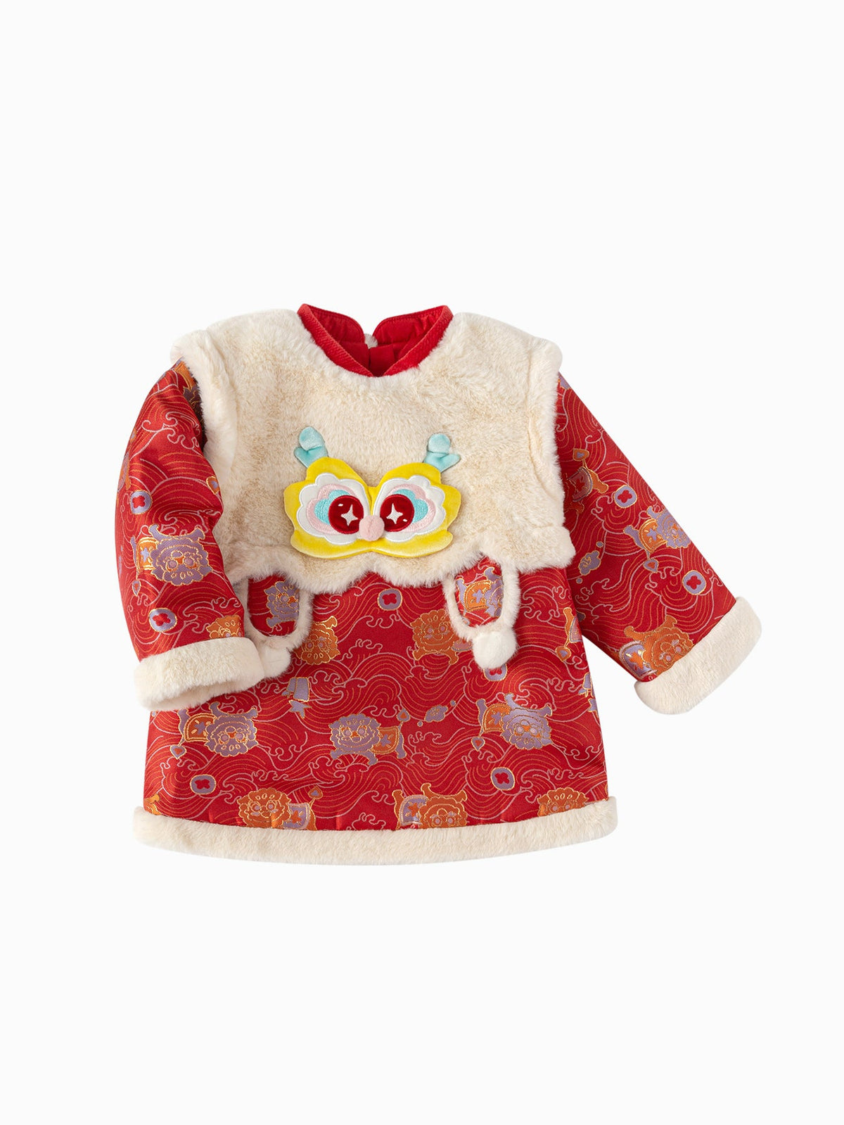 Balabala Children's Clothes Baby One-Piece Dress Baby Dress 2025 New Spring Clothes Baby Girl New Year Greeting Outfit Chinese Style