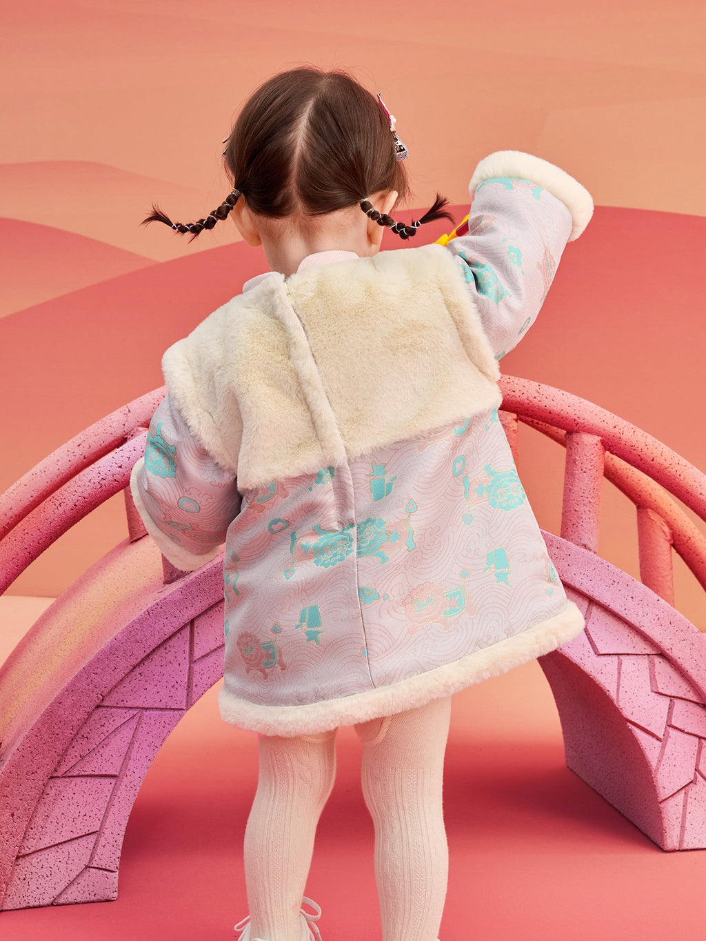 Balabala Children's Clothes Baby One-Piece Dress Baby Dress 2025 New Spring Clothes Baby Girl New Year Greeting Outfit Chinese Style