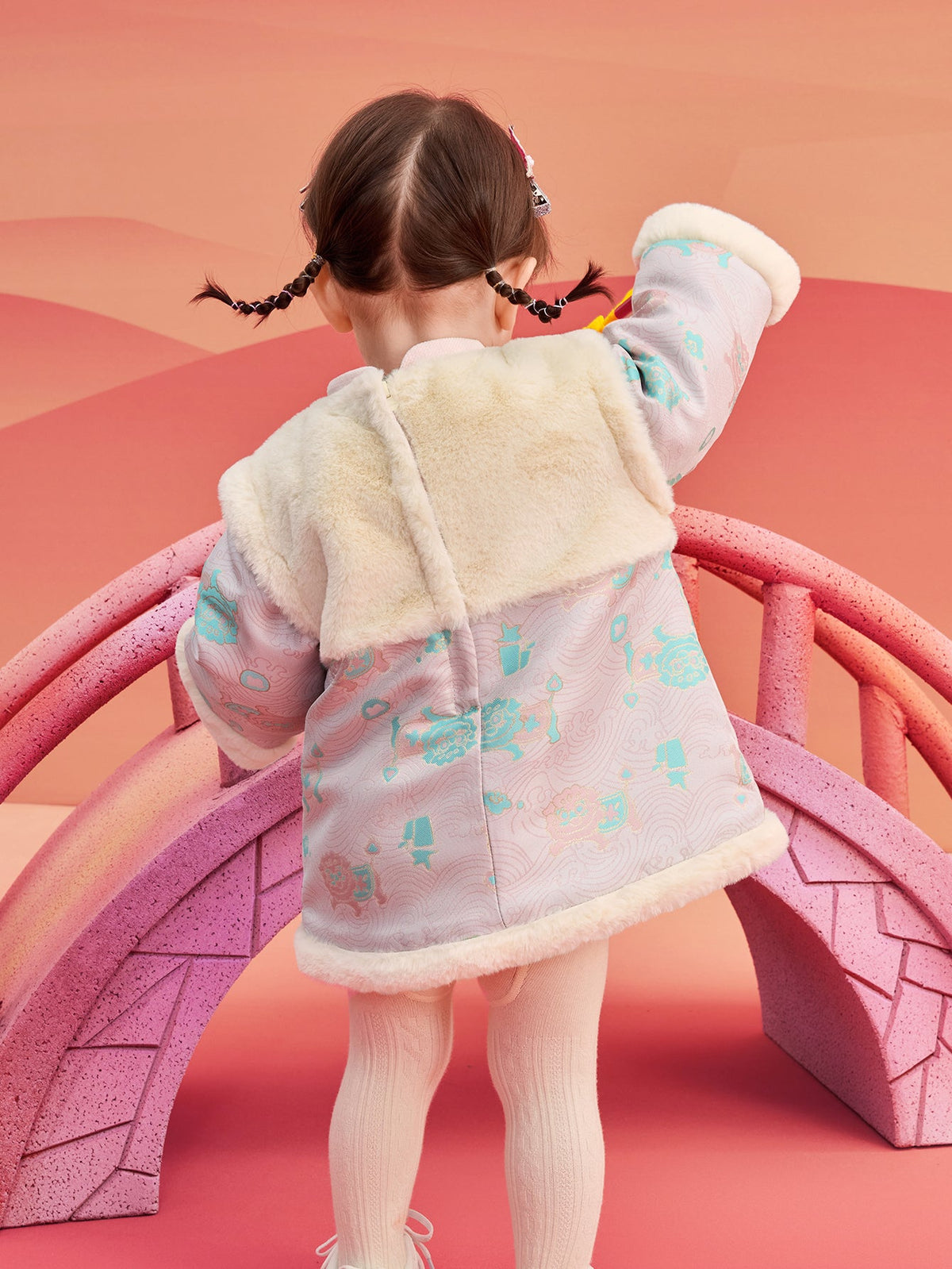 Balabala Children's Clothes Baby One-Piece Dress Baby Dress 2025 New Spring Clothes Baby Girl New Year Greeting Outfit Chinese Style
