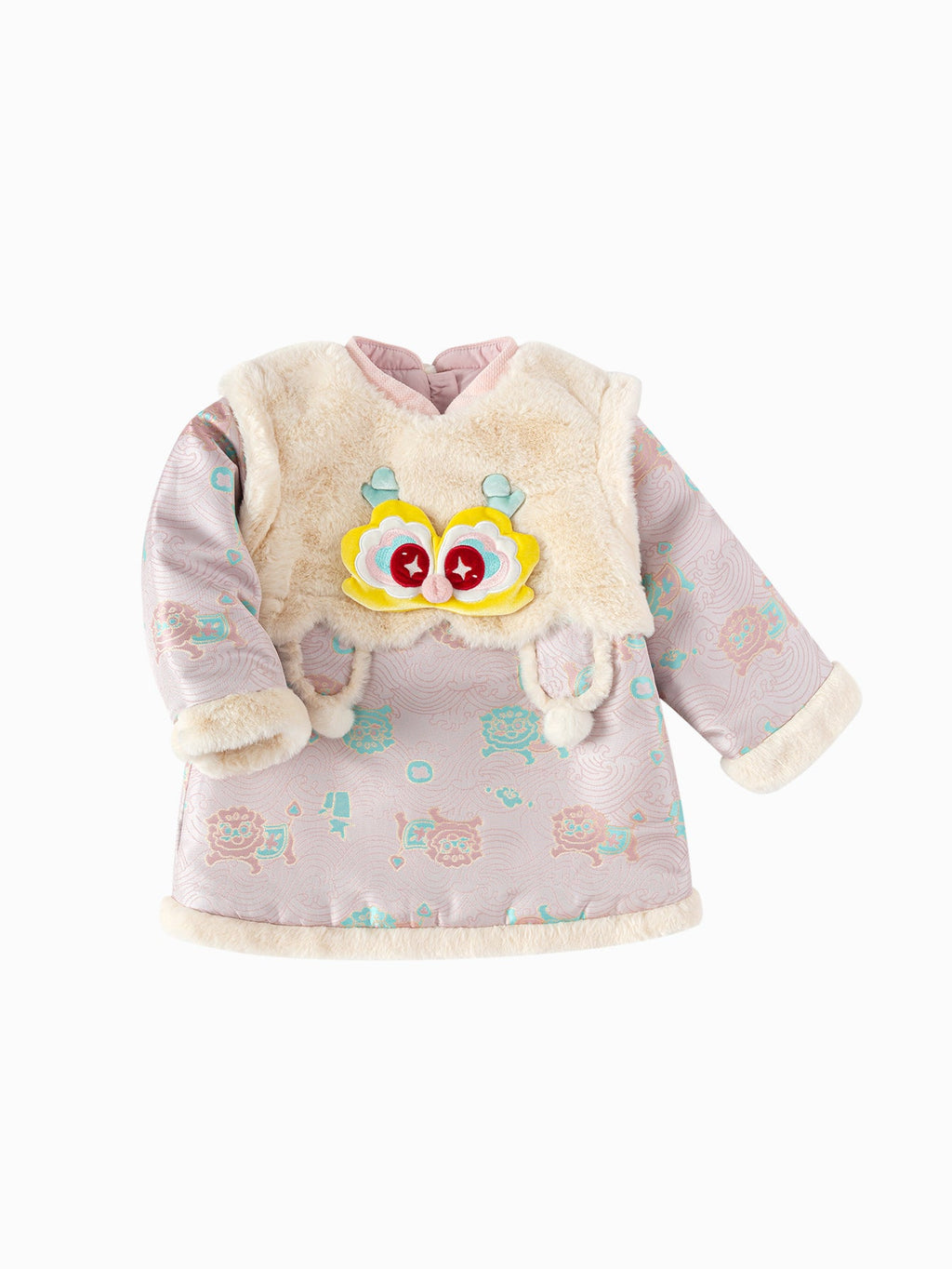 Balabala Children's Clothes Baby One-Piece Dress Baby Dress 2025 New Spring Clothes Baby Girl New Year Greeting Outfit Chinese Style