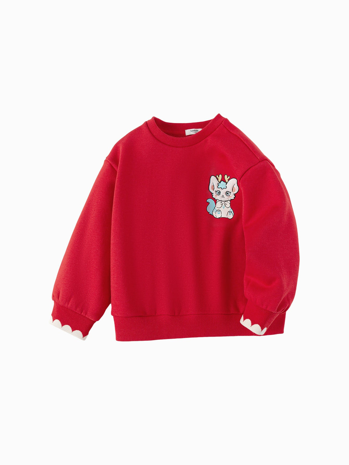 Balabala  Girls Long Sleeve Sweatshirt Top 2024 Winter New Round Neck New Year Red