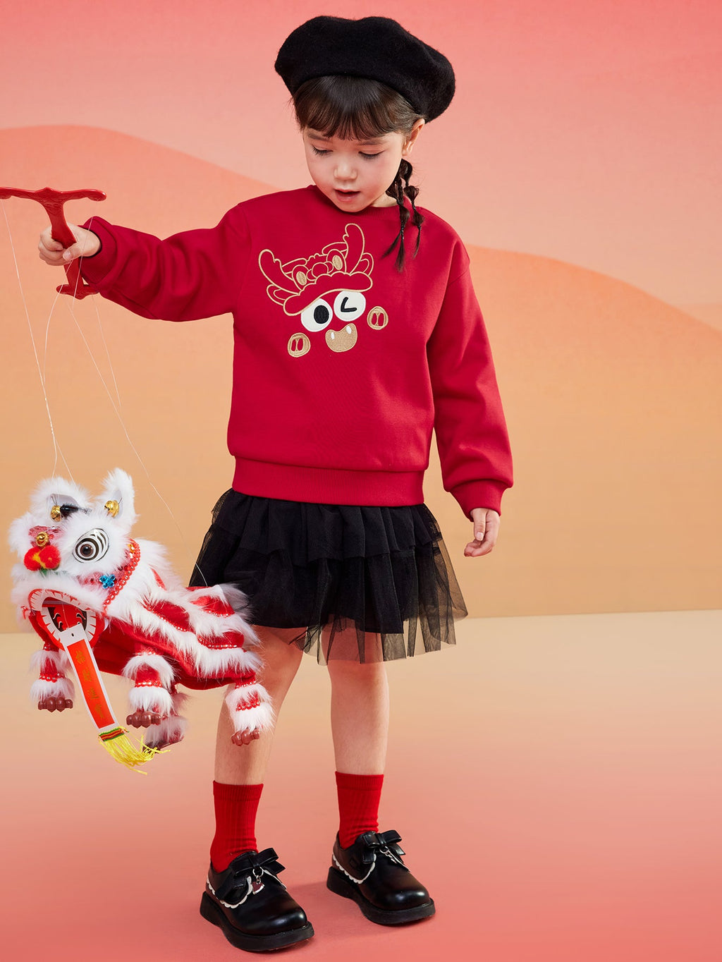 Balabala  children's sweater girls boys 2024 new fall and winter loose fashion tops