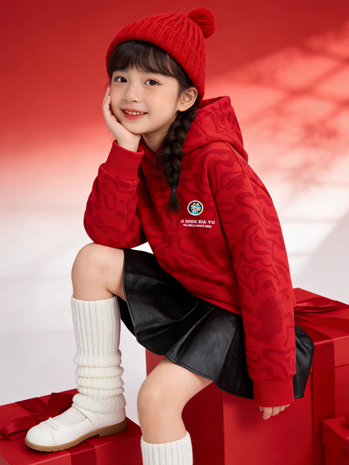 Balabala  children's sweater girls boys 2024 new fall and winter loose fashion tops