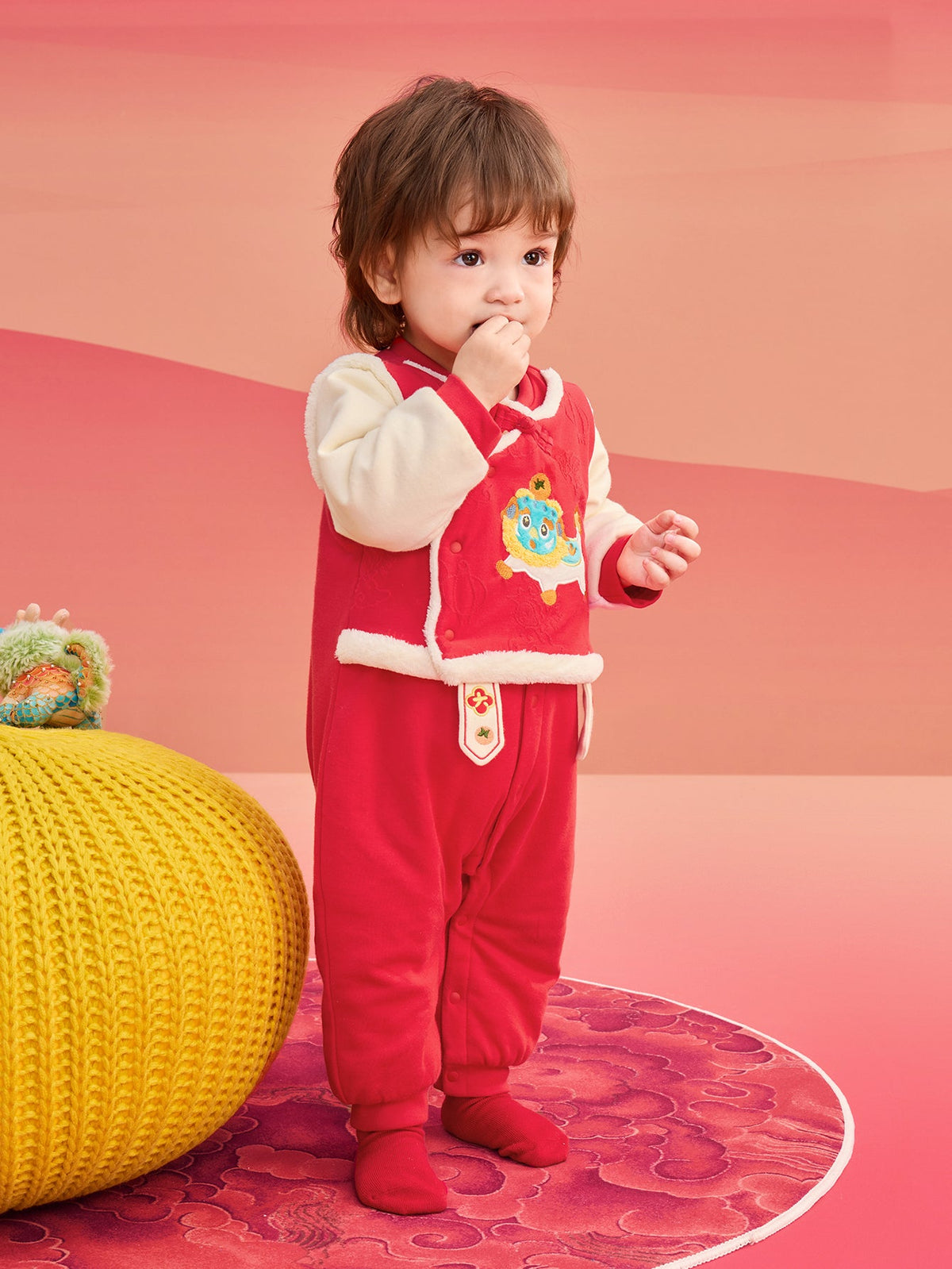Balabala Children Clothes Baby Thickened Jumpsuit Newborn Clothes 2025 New Winter New Year Season
