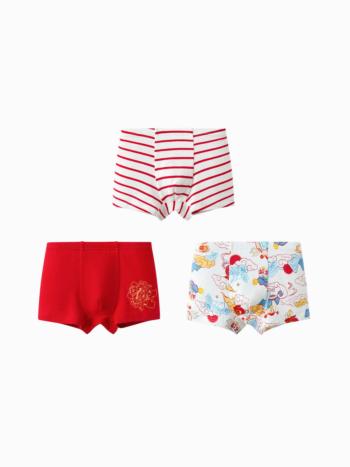 Balabala Boy Underwear Boxer Birefs Cotton Animal Year Red Shorts The Year of Snake New Year Suit
