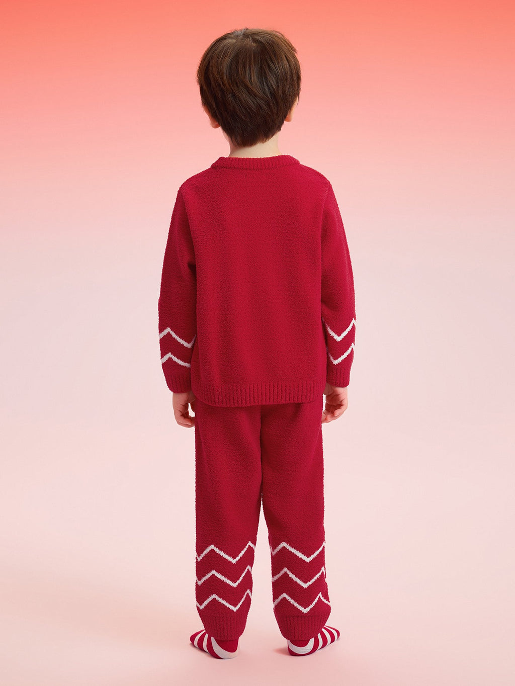 Balabala Baby Pajama Suit Winter Thickened Half Fleece Boy And Girl Home-Wear Red Animal Year