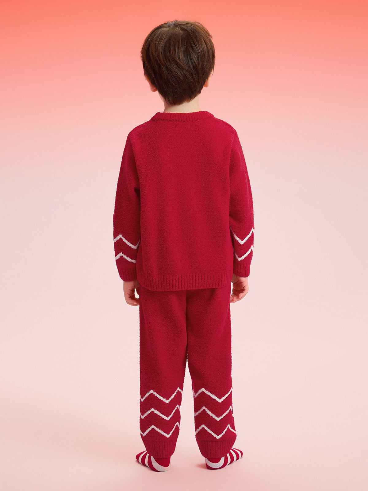 Balabala Baby Pajama Suit Winter Thickened Half Fleece Boy And Girl Home-Wear Red Animal Year
