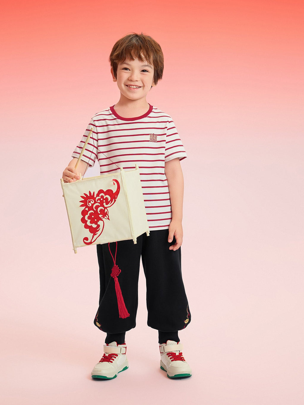 Balabala Baby T-Shirt 2025 New Boy Short Sleeve New Year Red Animal Year Girl Undershirt