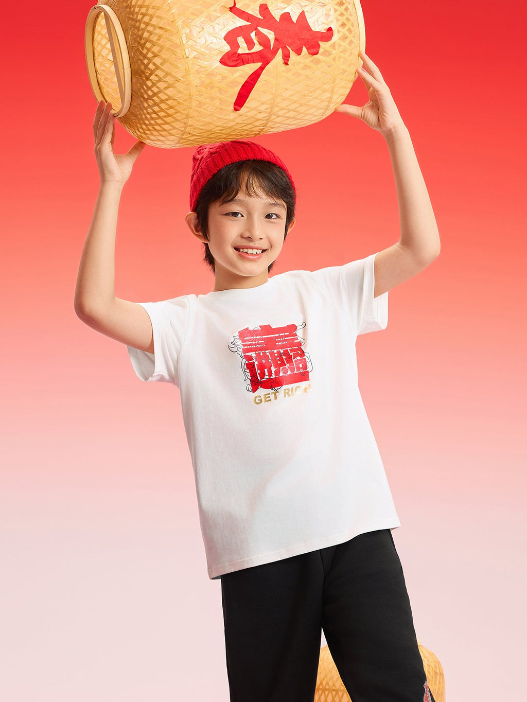 Balabala Baby T-Shirt 2025 New Boy Short Sleeve New Year Red Animal Year Girl Undershirt