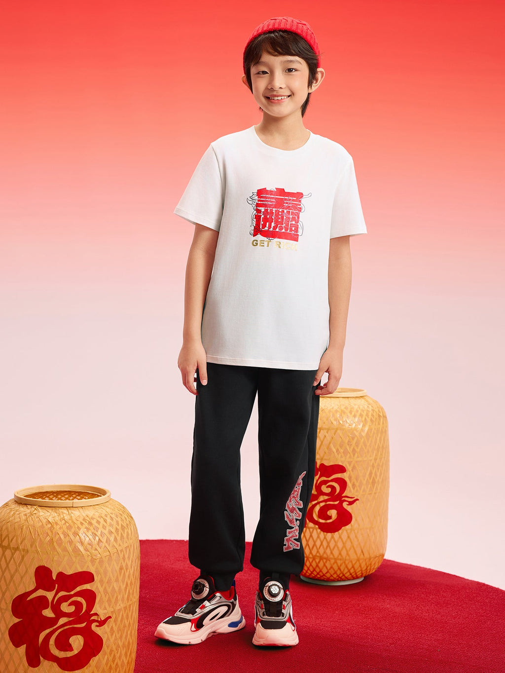 Balabala Baby T-Shirt 2025 New Boy Short Sleeve New Year Red Animal Year Girl Undershirt