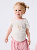 Baby Girl Round V-Neck Short-Sleeved T-Shirt