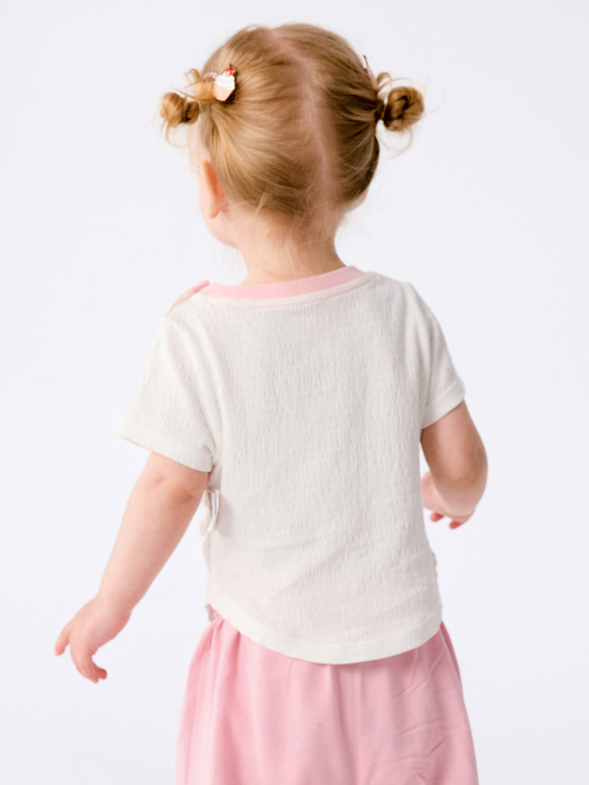 Baby Girl Round V-Neck Short-Sleeved T-Shirt