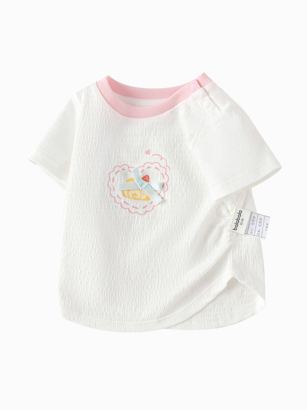 Baby Girl Round V-Neck Short-Sleeved T-Shirt