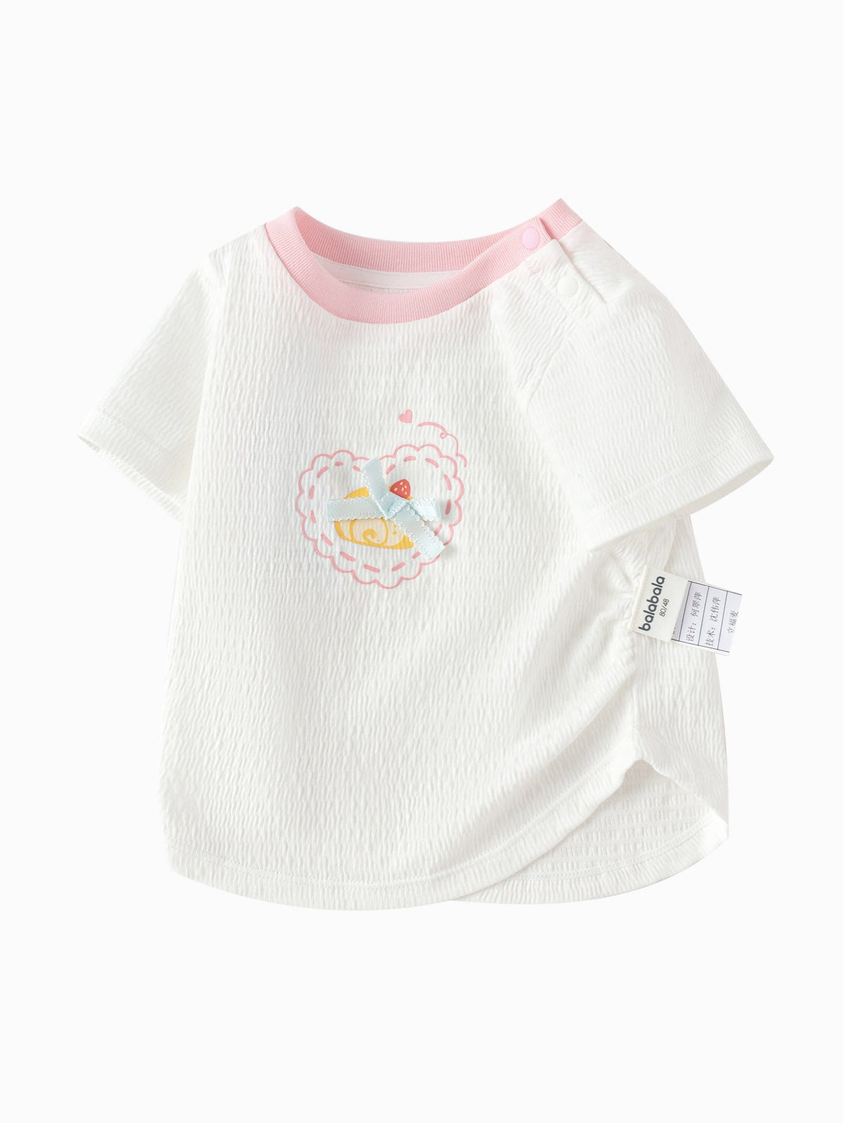 Baby Girl Round V-Neck Short-Sleeved T-Shirt