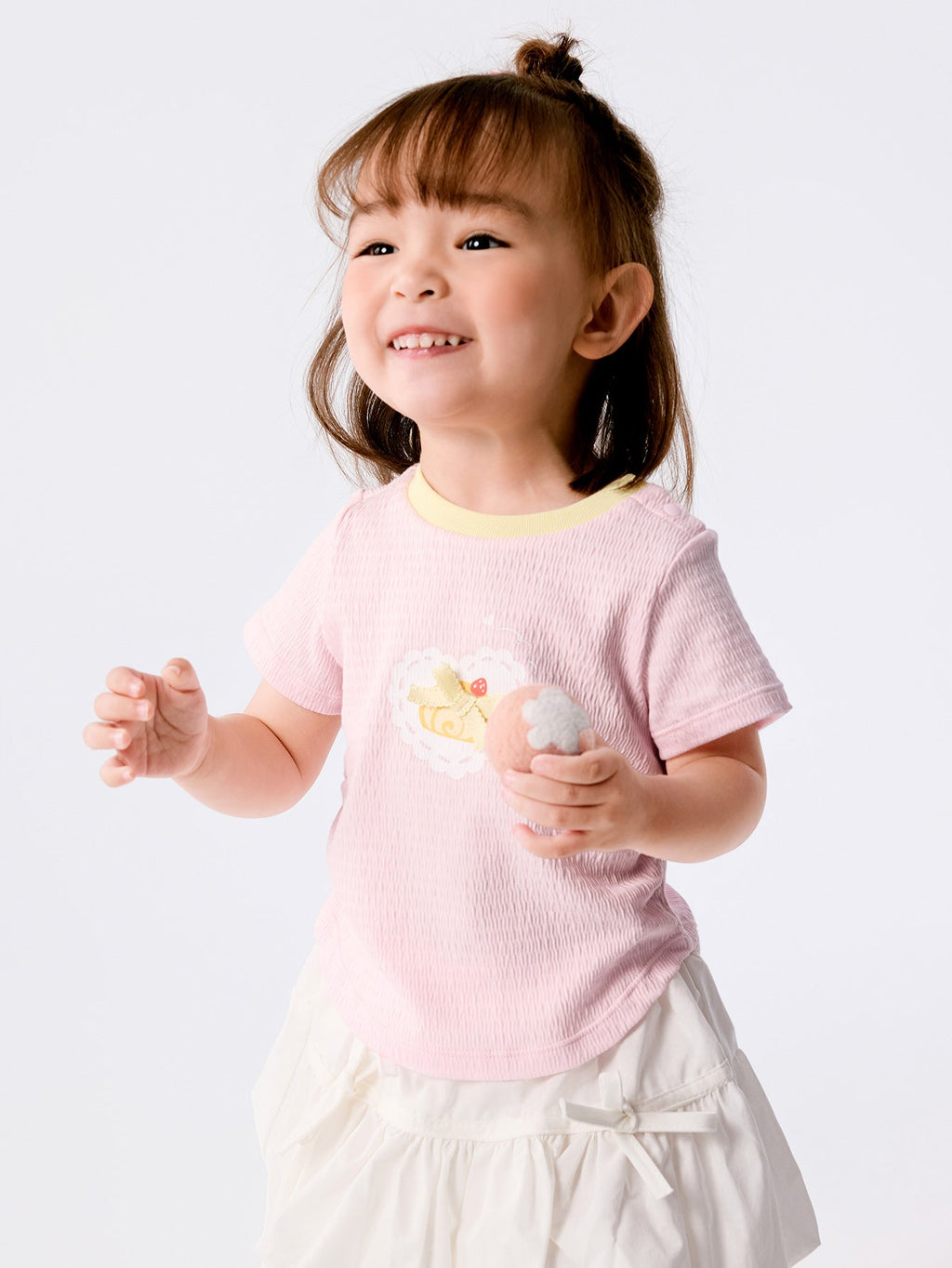 Baby Girl Round V-Neck Short-Sleeved T-Shirt