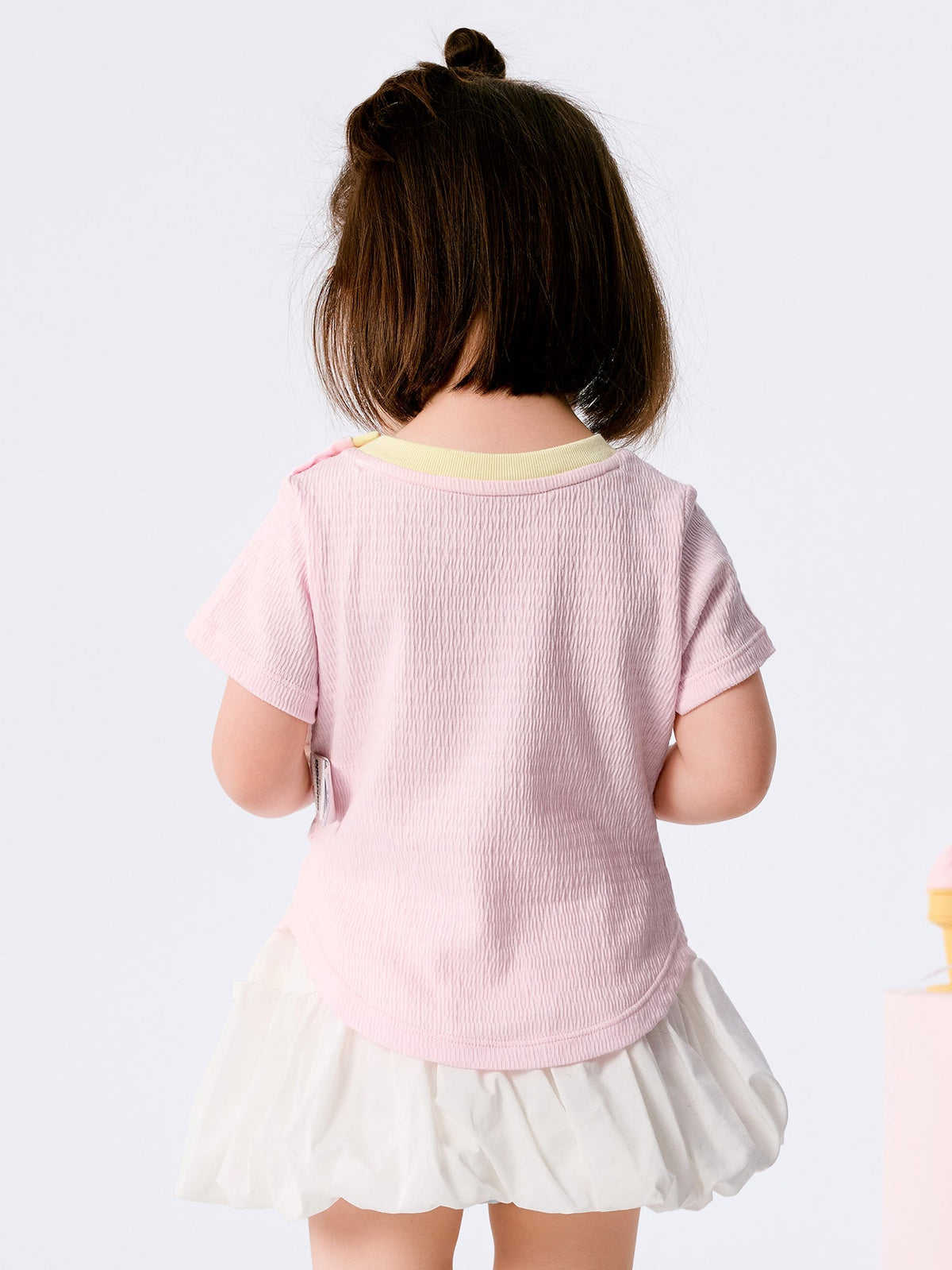 Baby Girl Round V-Neck Short-Sleeved T-Shirt