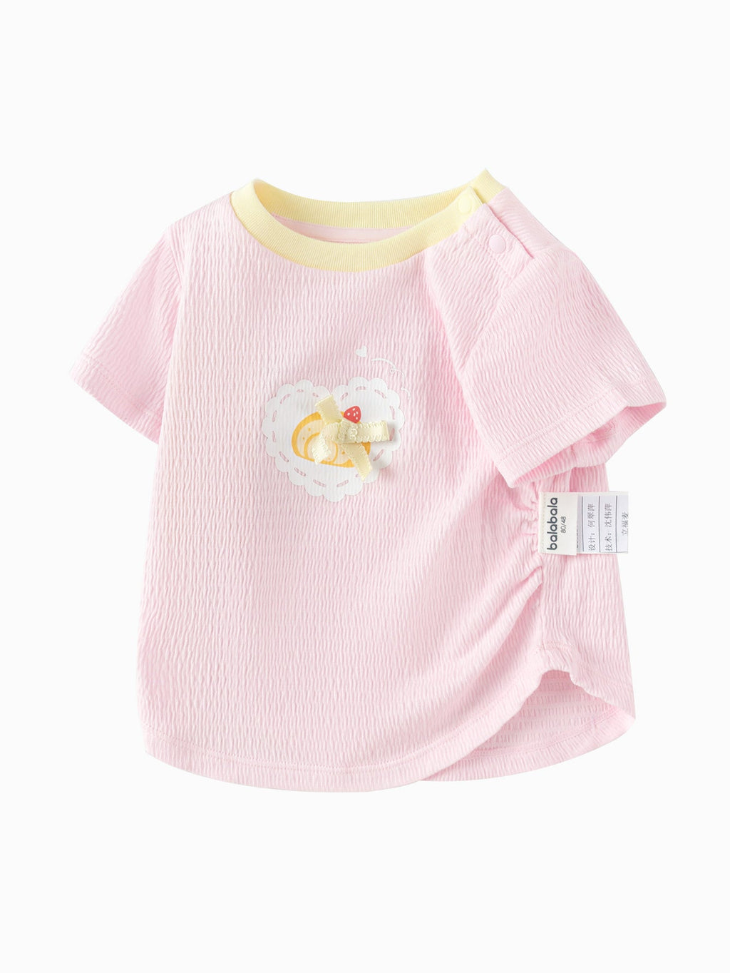 Baby Girl Round V-Neck Short-Sleeved T-Shirt