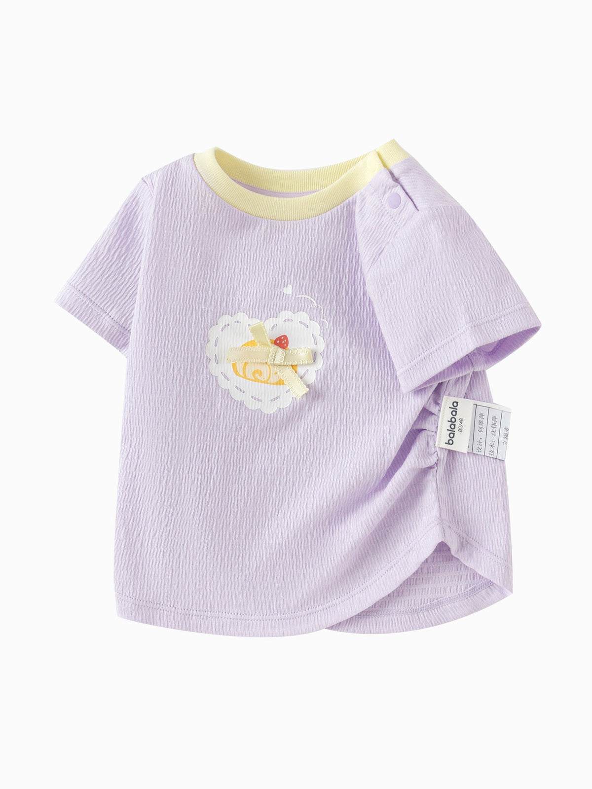 Baby Girl Round V-Neck Short-Sleeved T-Shirt