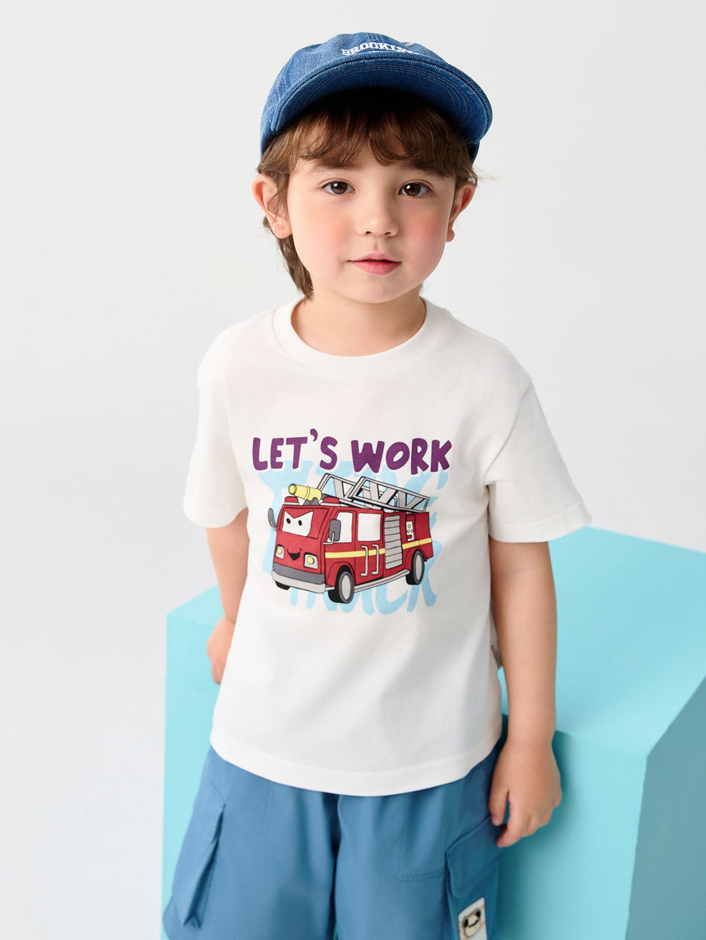 Baby Boy Round V-Neck Short-Sleeved T-Shirt