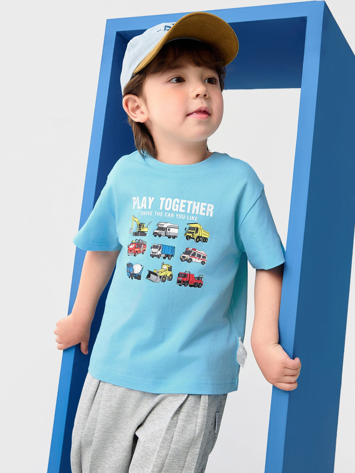 Baby Boy Round V-Neck Short-Sleeved T-Shirt