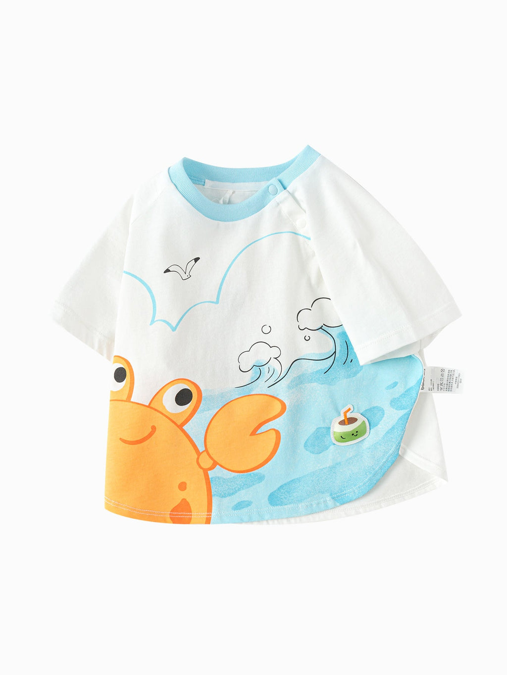 Balabala Baby Unisex 🌊Beach Summer Octopus Round Neck Short Sleeve T-Shirt