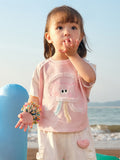Balabala Baby Unisex 🌊Beach Summer Octopus Round Neck Short Sleeve T-Shirt