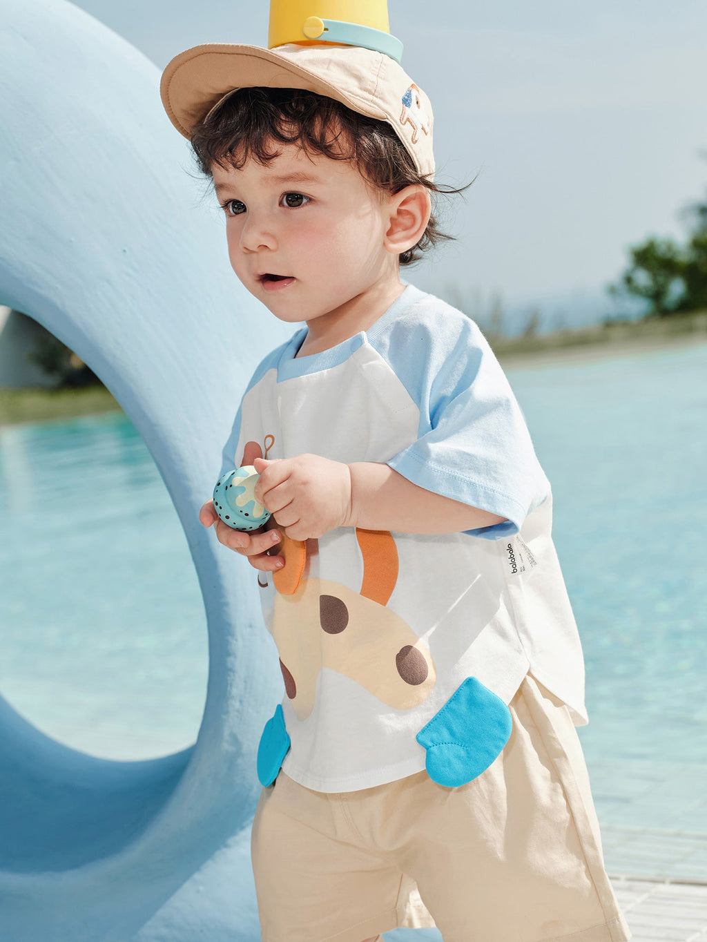 Balabala Baby Unisex 🌊Beach Summer Octopus Round Neck Short Sleeve T-Shirt