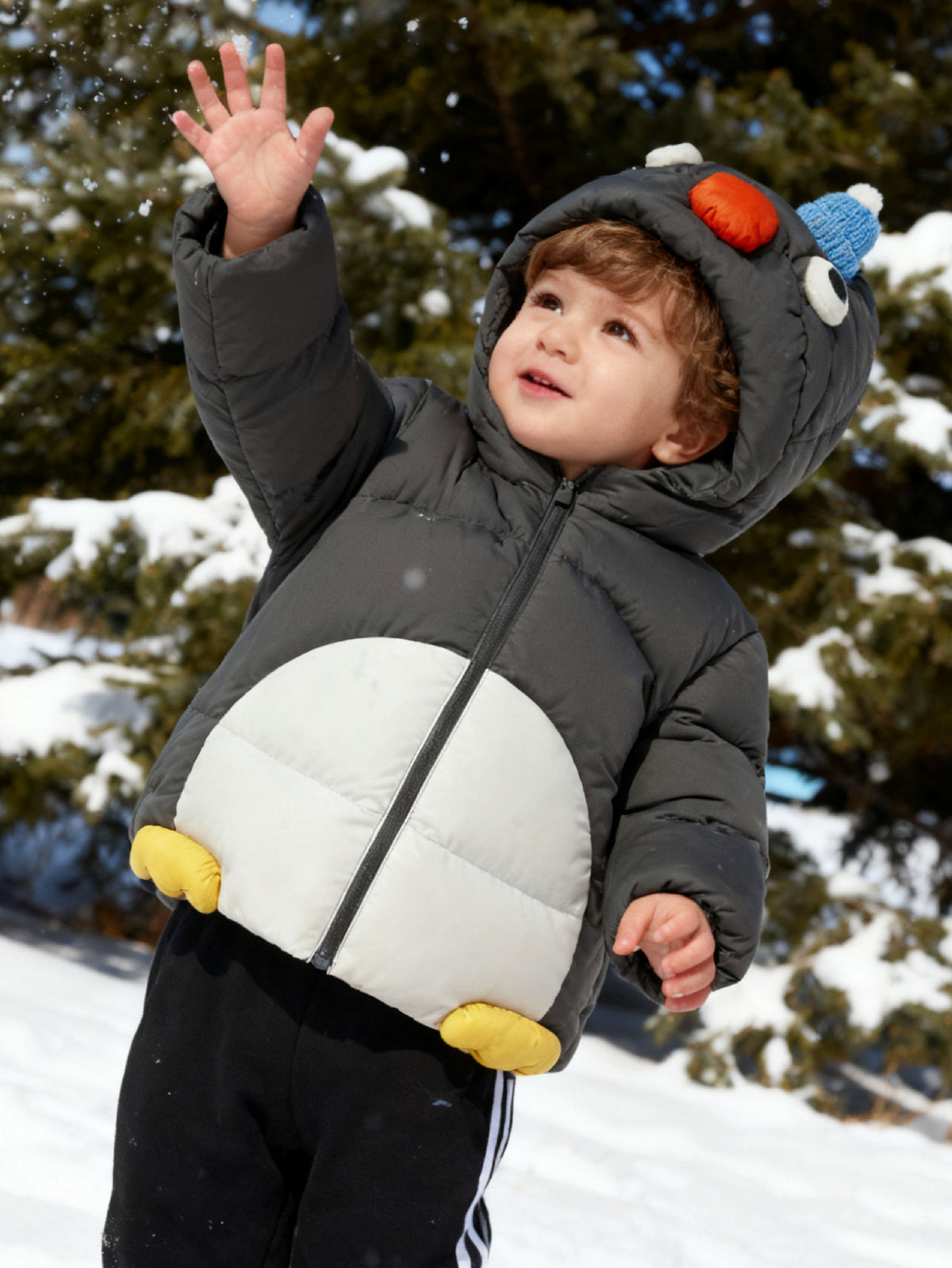 Adorable Animal-Themed Baby Toddler Down Jacket - 85% Feather Down, Warm for -5°C to 5°C, Cleanliness 700+ (Odor-Free)