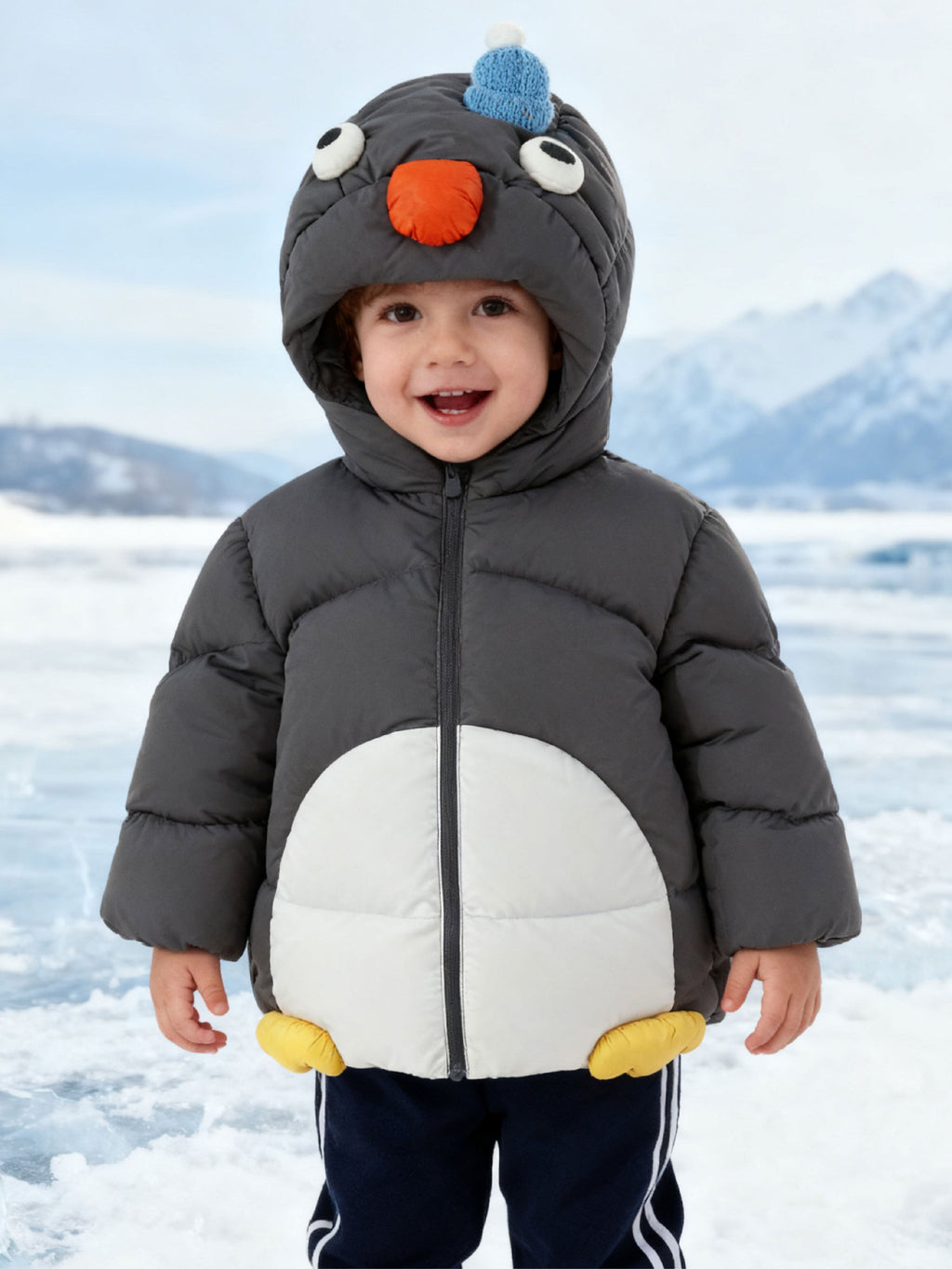 Adorable Animal-Themed Baby Toddler Down Jacket - 85% Feather Down, Warm for -5°C to 5°C, Cleanliness 700+ (Odor-Free)