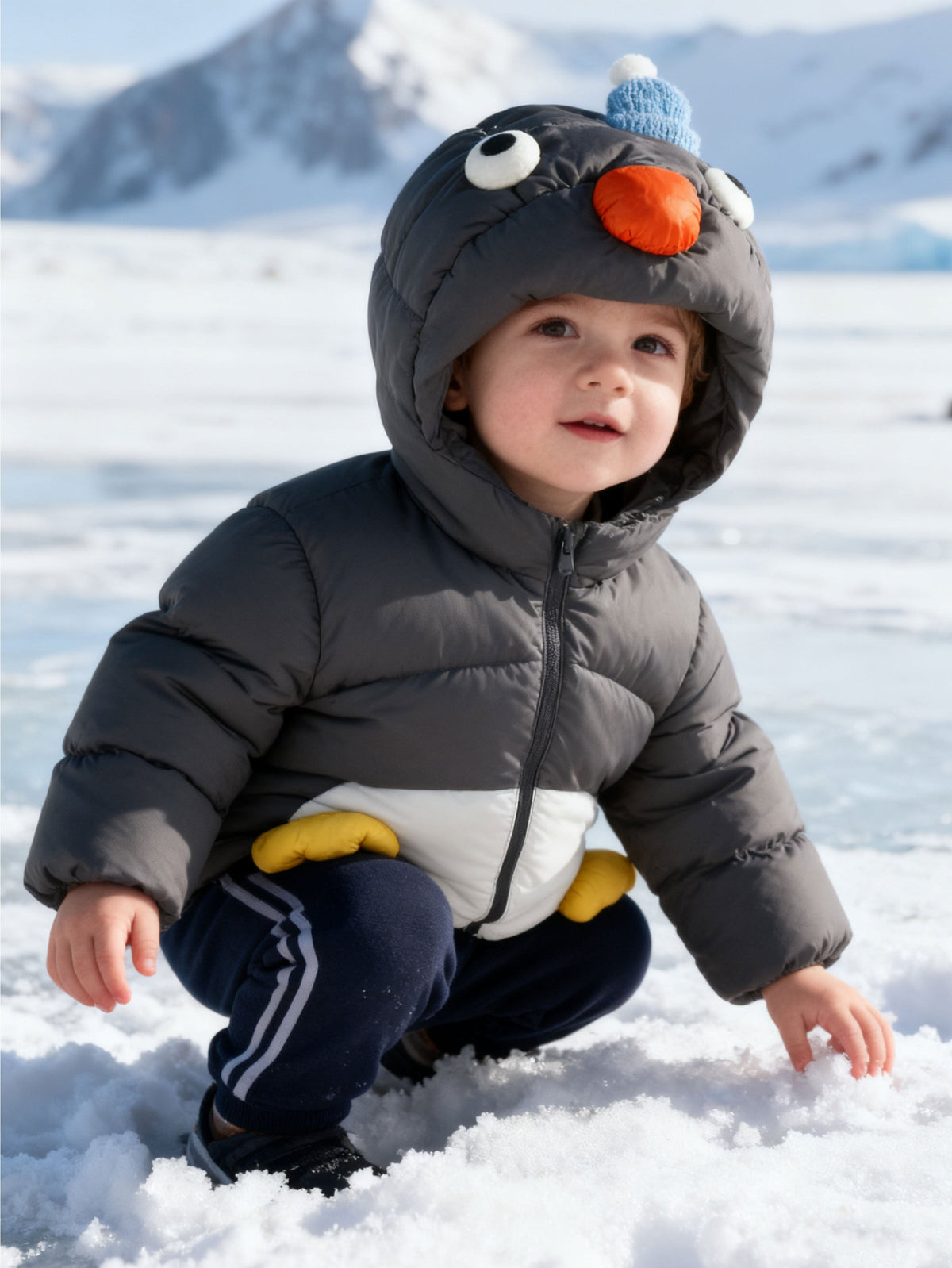 Adorable Animal-Themed Baby Toddler Down Jacket - 85% Feather Down, Warm for -5°C to 5°C, Cleanliness 700+ (Odor-Free)