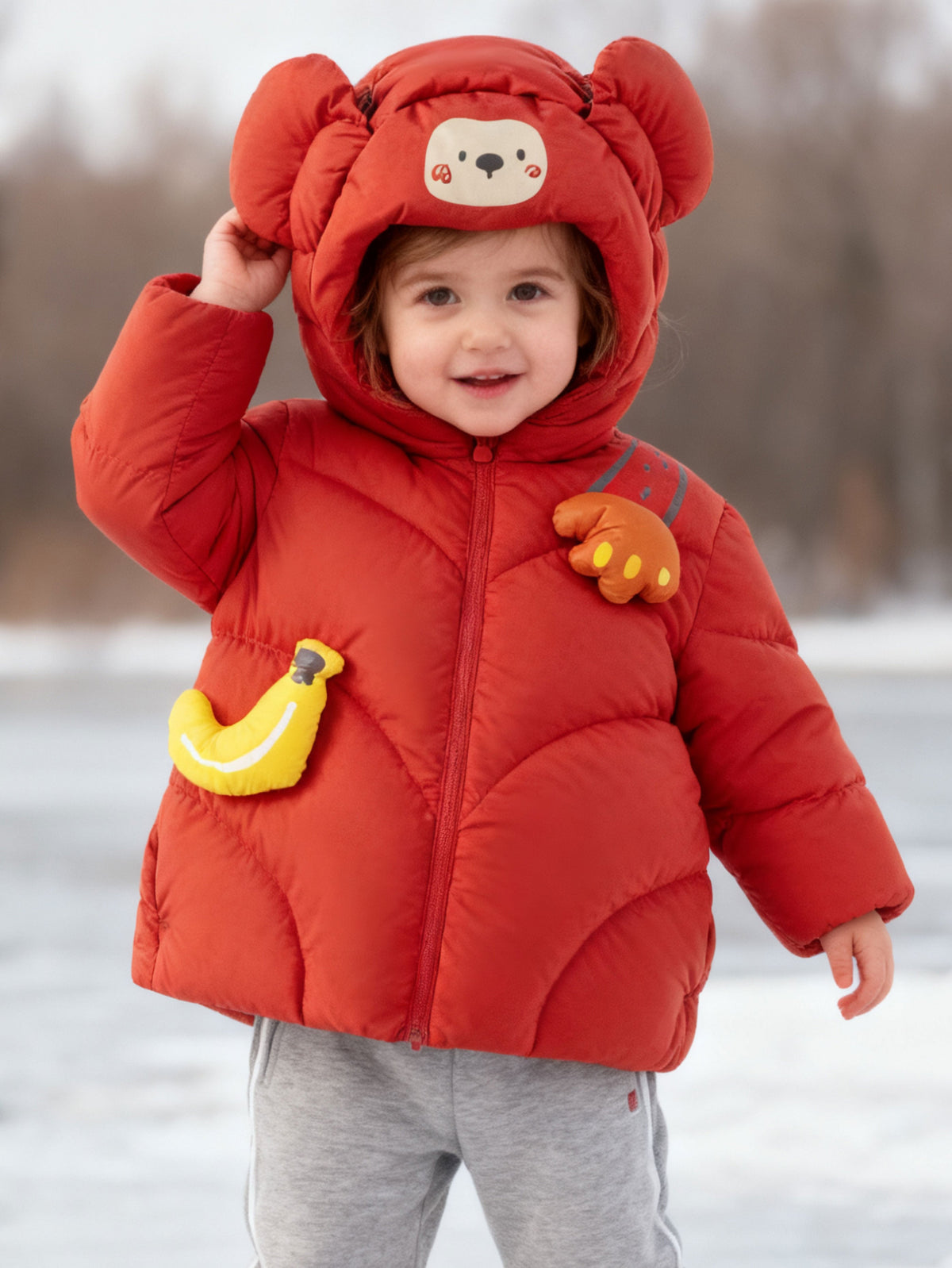 Adorable Animal-Themed Baby Toddler Down Jacket - 85% Feather Down, Warm for -5°C to 5°C, Cleanliness 700+ (Odor-Free)