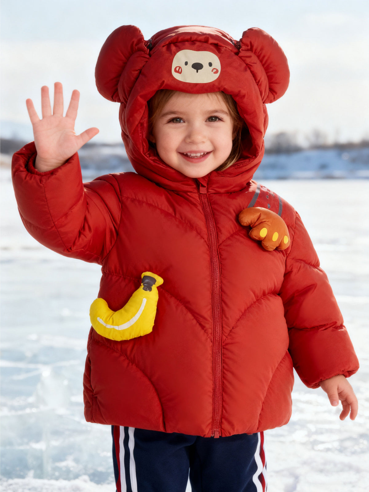 Adorable Animal-Themed Baby Toddler Down Jacket - 85% Feather Down, Warm for -5°C to 5°C, Cleanliness 700+ (Odor-Free)