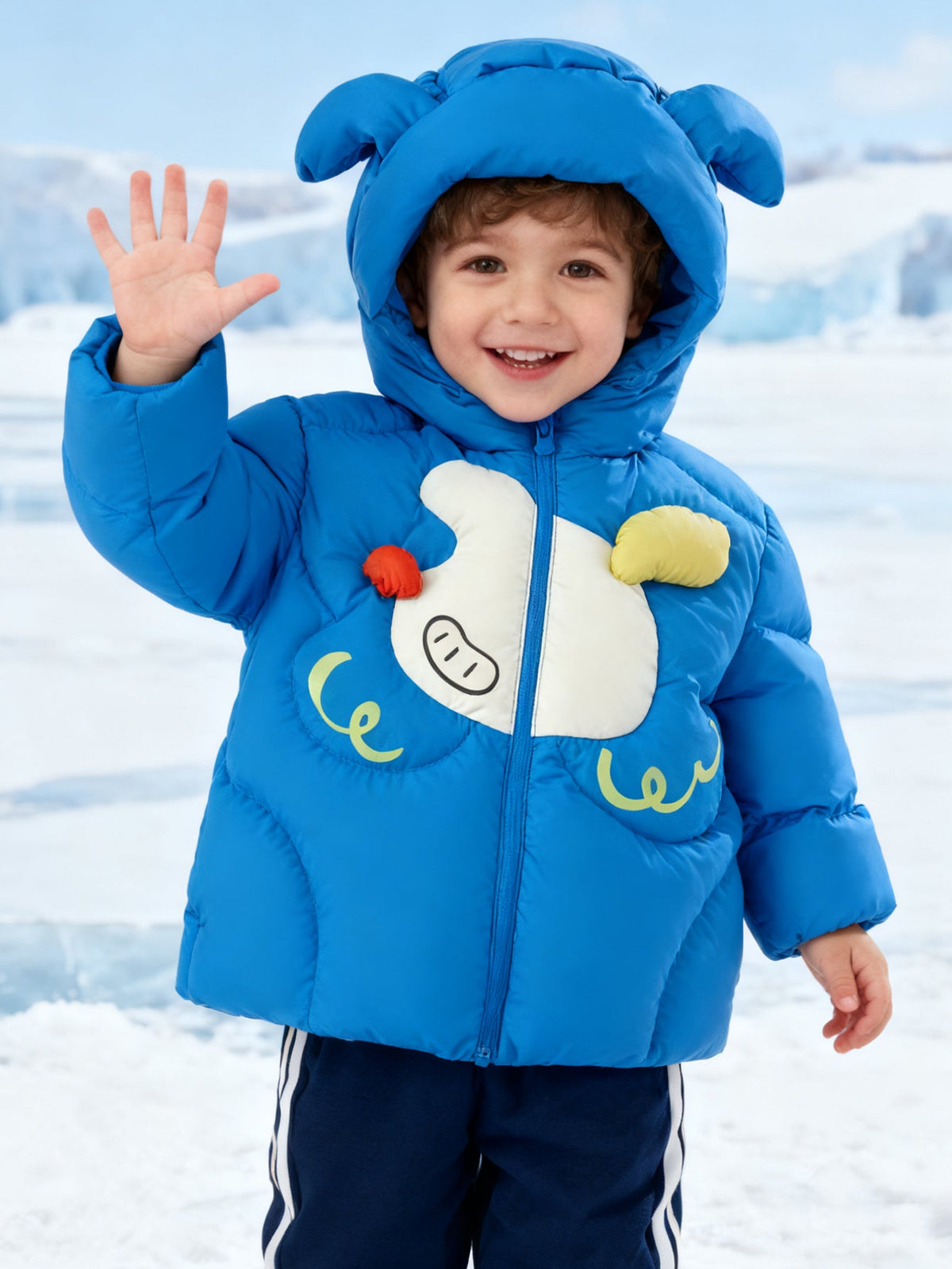 Adorable Animal-Themed Baby Toddler Down Jacket - 85% Feather Down, Warm for -5°C to 5°C, Cleanliness 700+ (Odor-Free)