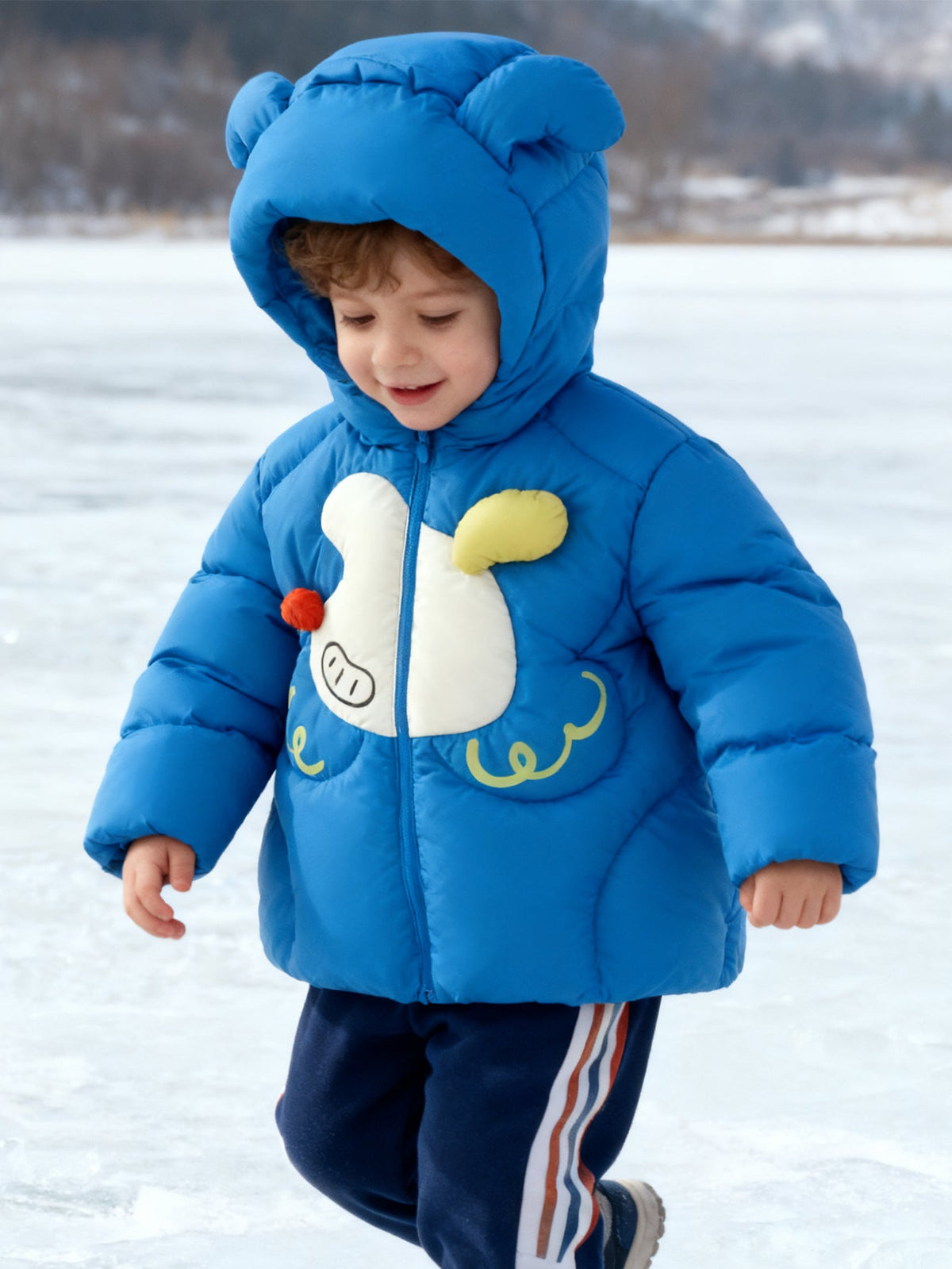 Adorable Animal-Themed Baby Toddler Down Jacket - 85% Feather Down, Warm for -5°C to 5°C, Cleanliness 700+ (Odor-Free)