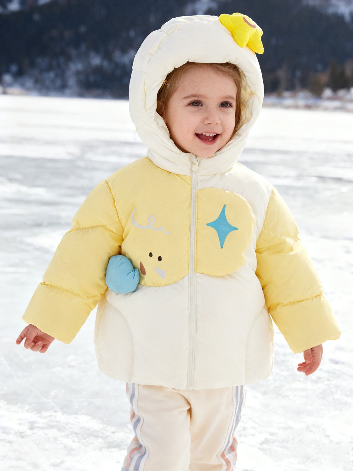 Adorable Animal-Themed Baby Toddler Down Jacket - 85% Feather Down, Warm for -5°C to 5°C, Cleanliness 700+ (Odor-Free)
