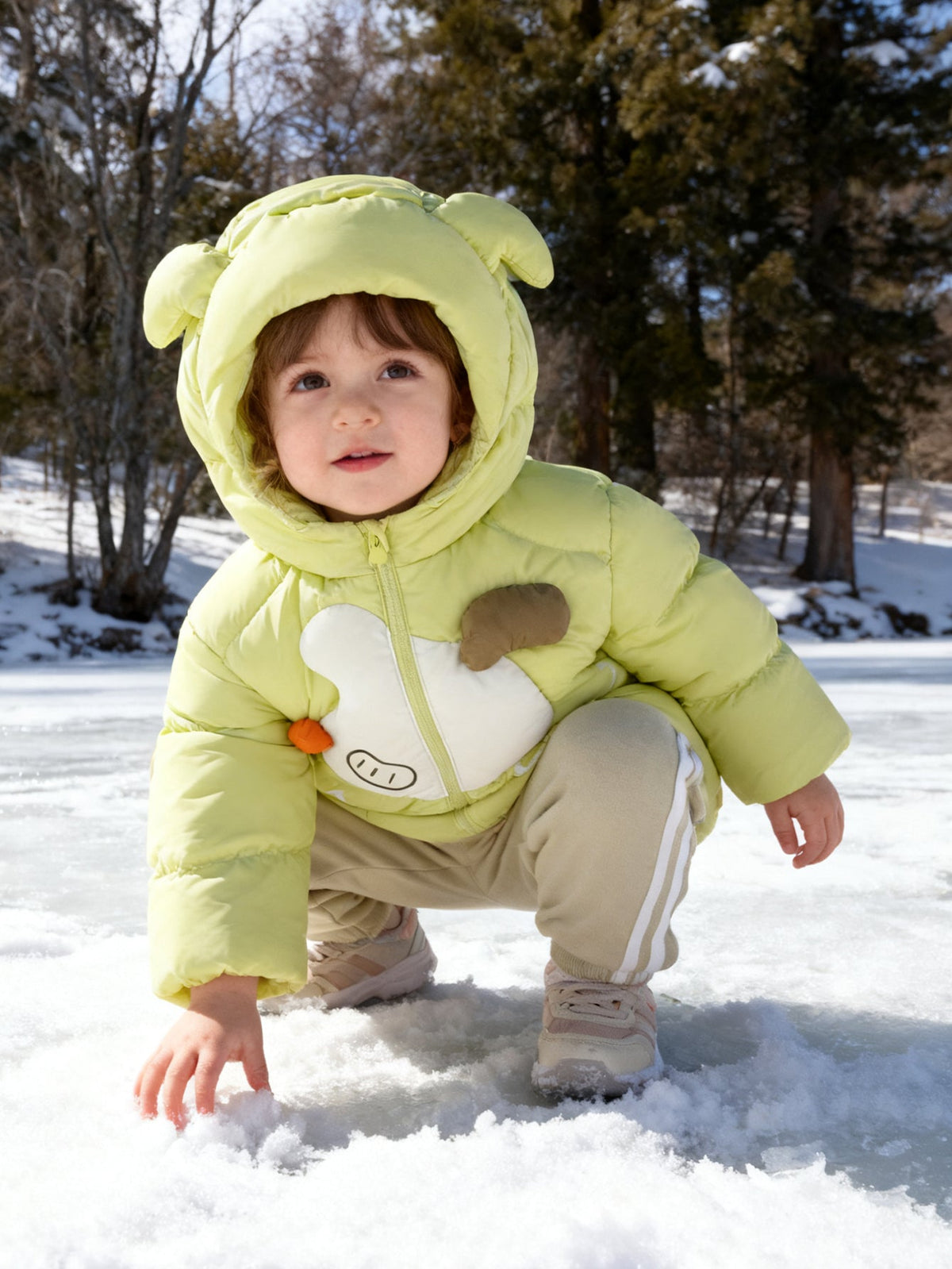 Adorable Animal-Themed Baby Toddler Down Jacket - 85% Feather Down, Warm for -5°C to 5°C, Cleanliness 700+ (Odor-Free)