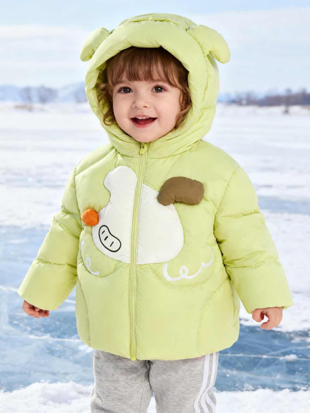 Adorable Animal-Themed Baby Toddler Down Jacket - 85% Feather Down, Warm for -5°C to 5°C, Cleanliness 700+ (Odor-Free)