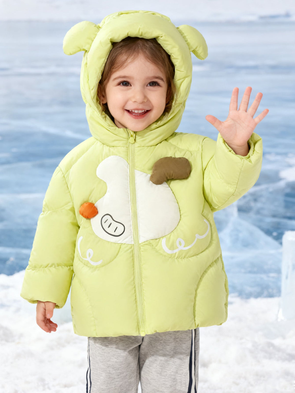 Adorable Animal-Themed Baby Toddler Down Jacket - 85% Feather Down, Warm for -5°C to 5°C, Cleanliness 700+ (Odor-Free)