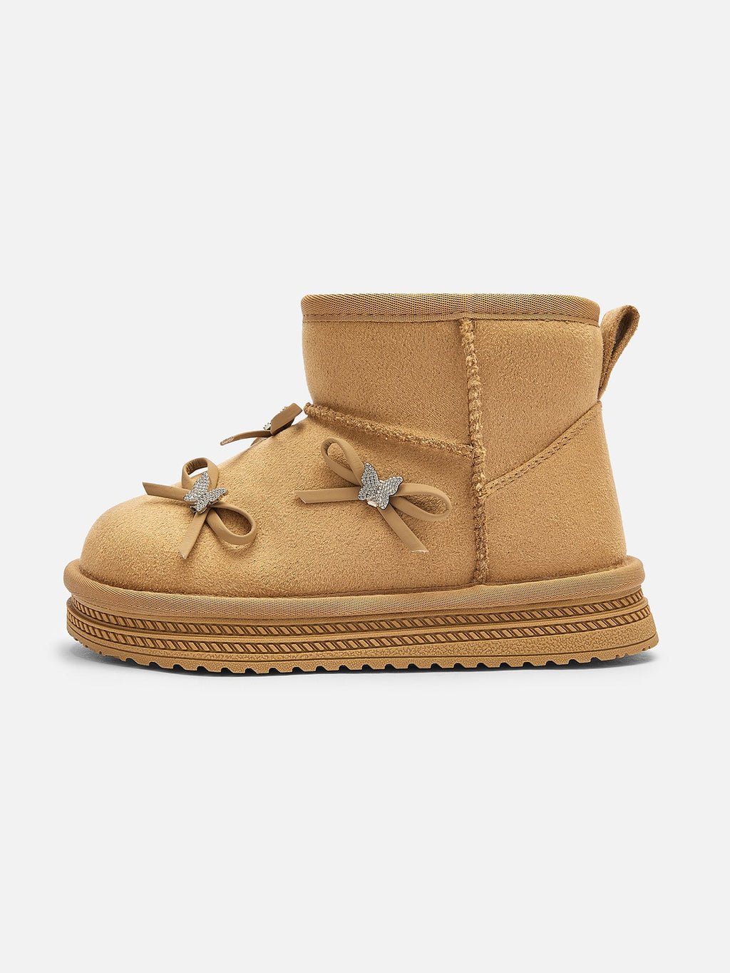 Balabala Girl Kids Bow Detail Embellished Cozy Faux Fur Snow Boots