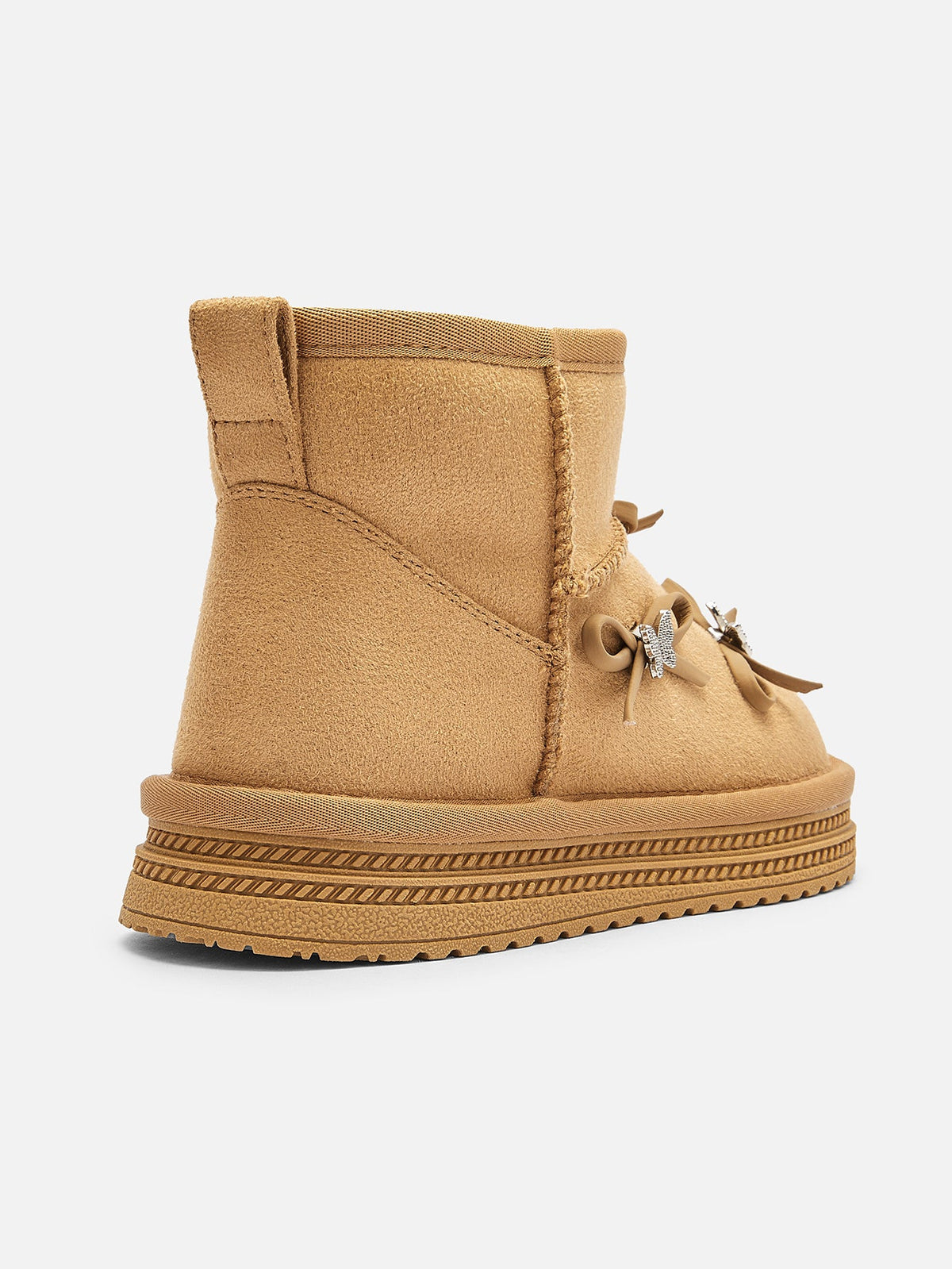 Balabala Girl Kids Bow Detail Embellished Cozy Faux Fur Snow Boots