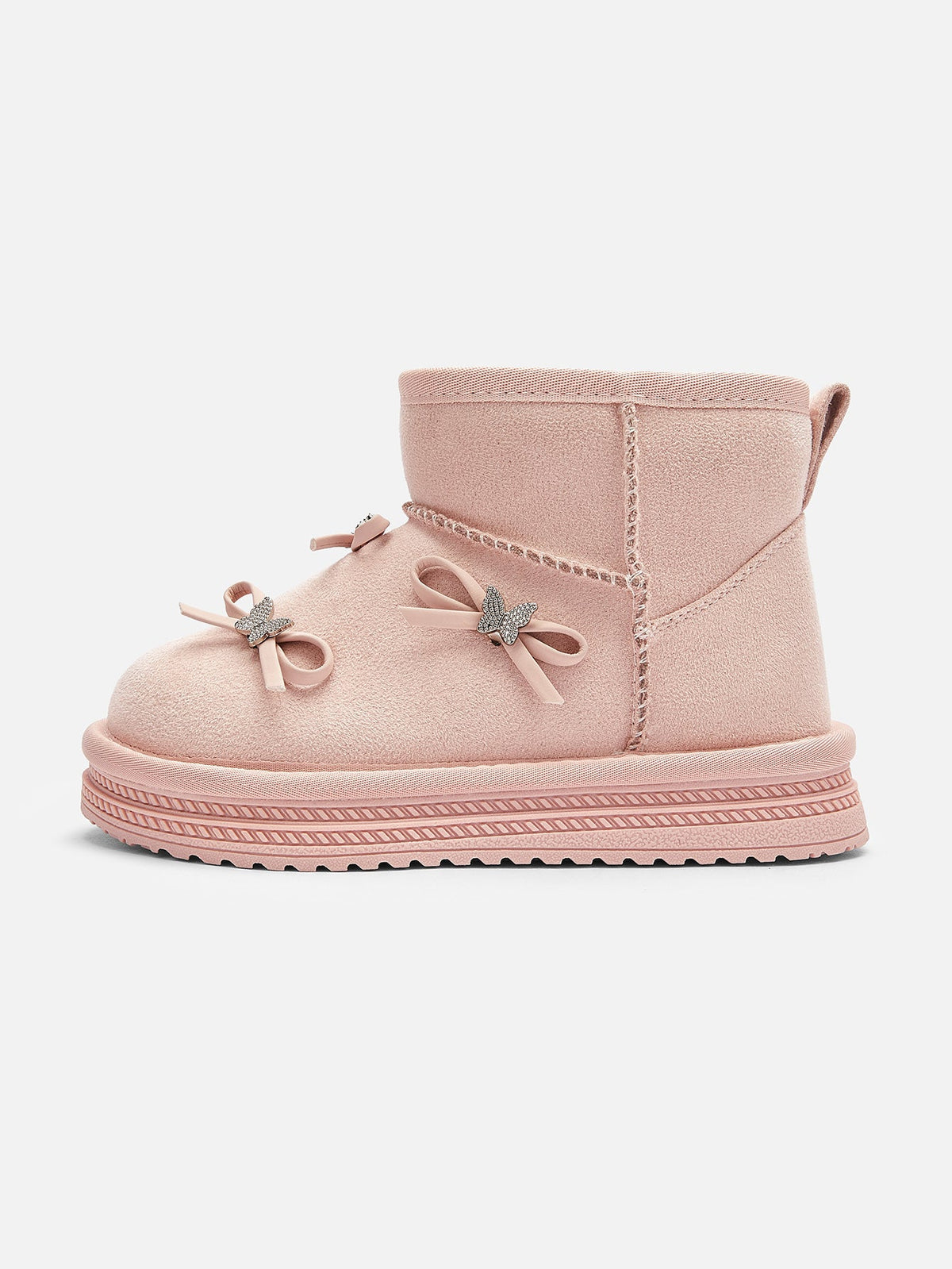 Balabala Girl Kids Bow Detail Embellished Cozy Faux Fur Snow Boots