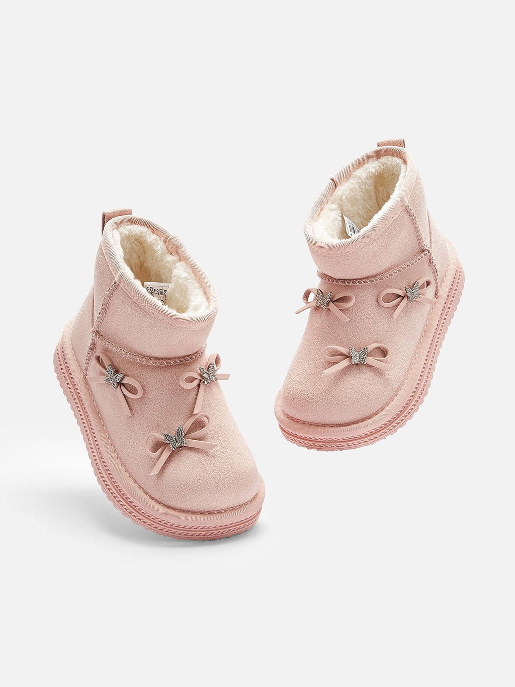 Balabala Girl Kids Bow Detail Embellished Cozy Faux Fur Snow Boots