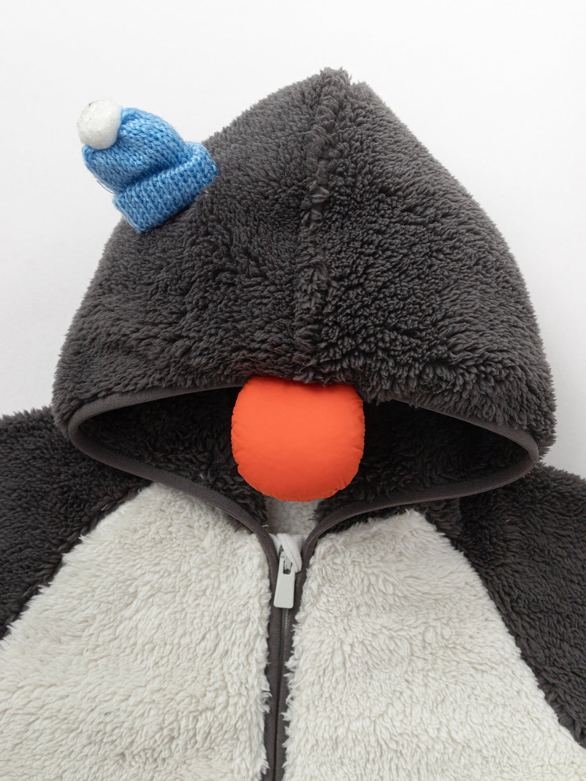 Balabala Baby Toddler Unisex Penguin Sherpa Fleece Zip-Up Hooded Jacket
