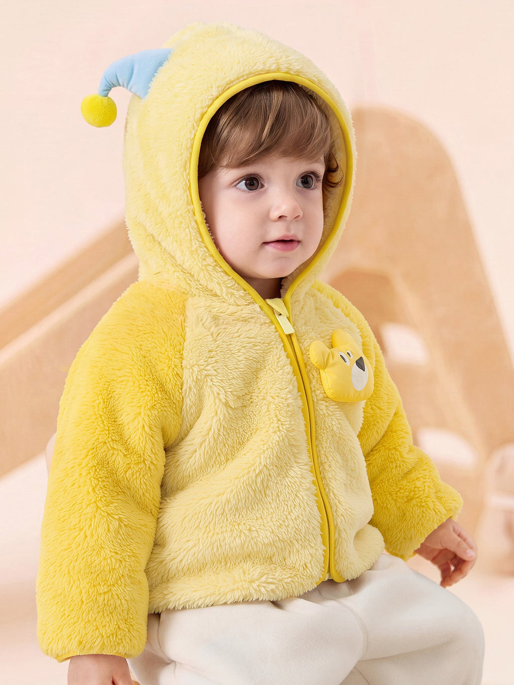 Balabala Baby Toddler Unisex Penguin Sherpa Fleece Zip-Up Hooded Jacket