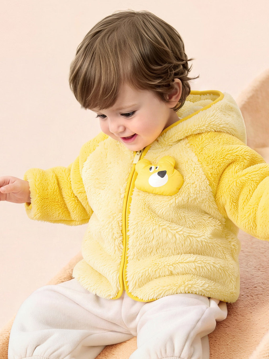 Balabala Baby Toddler Unisex Penguin Sherpa Fleece Zip-Up Hooded Jacket