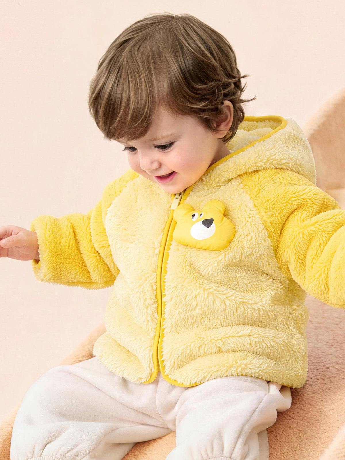 Balabala Baby Toddler Unisex Penguin Sherpa Fleece Zip-Up Hooded Jacket