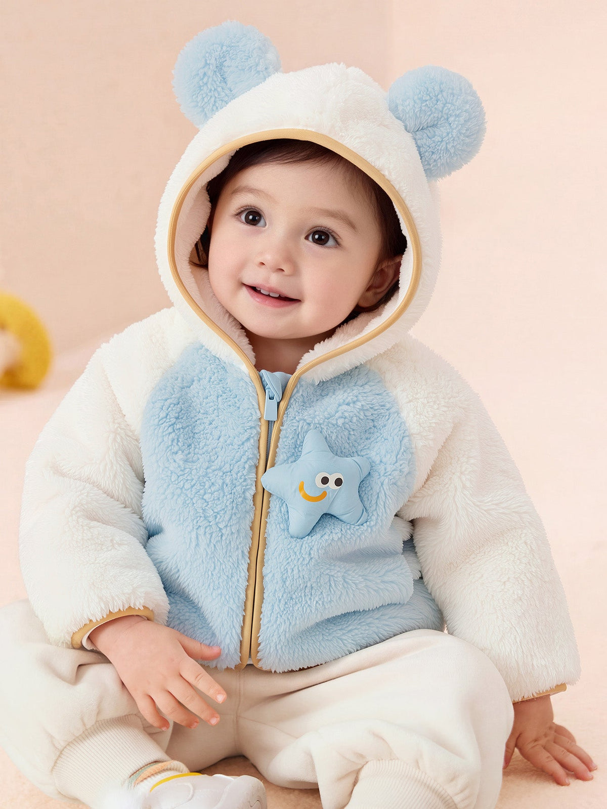 Balabala Baby Toddler Unisex Penguin Sherpa Fleece Zip-Up Hooded Jacket